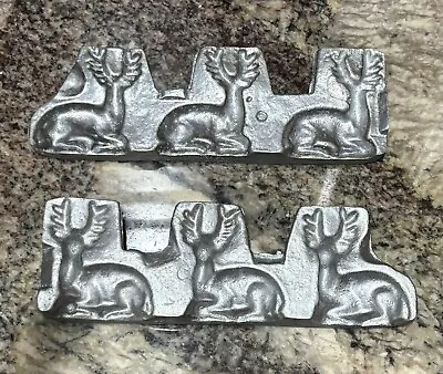 Vintage Mini Christmas Reindeer Deer 2 Piece Chocolate Candy Mold Metal • $19.99