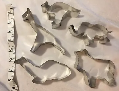 Vintage Lot 5 Animal Metal Cookie Cutters Moose Elephant Camel Giraffe Kangaroo • $9.98