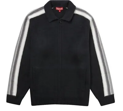 Supreme Sleeve Stripe Zip Up Cardigan Sweater Black SS23 Size Large • $150