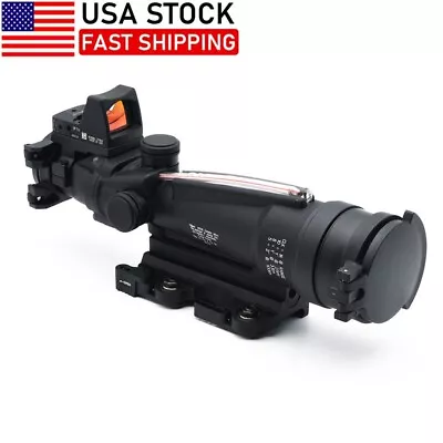 TA11 3.5X35 Real Red Fiber Optic Illuminated Glass Riflescope With Red Dot Sight • $158
