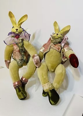 2 Bunny Rabbit Dolls Easter Bunny Movable Limbs Stuffed 18” • $39.99