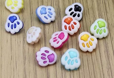 $4.55 • Buy Pkg Of 20 PAW PRINT Plastic SHANK Buttons 1/2  (12mm) Craft Scrapbook (3166)