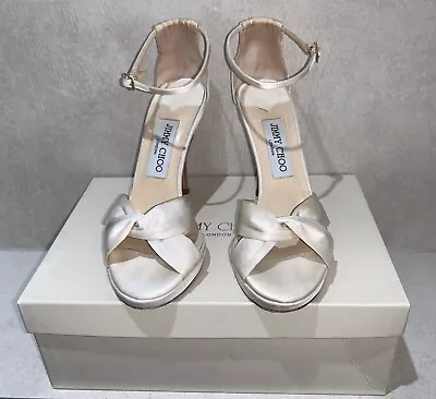 £100 • Buy Say “I Do” In Jimmy Choo. Ivory Satin ‘Macy’ Bridal Shoes Size 4