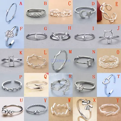 Solid Sterling Silver 925 Adjustable Open Band Midi Ring Index Finger Lady Gift • $8.54