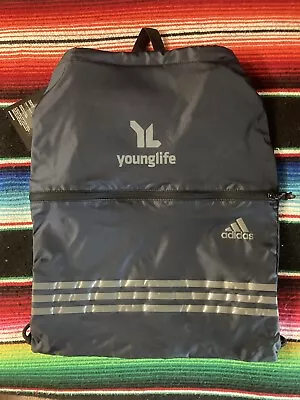 $18.88 • Buy Adidas Gym Sack Back Pack String Cinch Bag Navy Blue Silver Golf Travel Shoe 