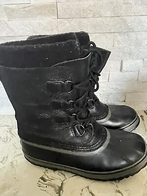 Sorel Men’s Boots Size 8 Winter Insulated Boots Black Leather NM1439-010 • $29