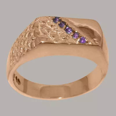 14ct Rose Gold Natural Amethyst Mens Band Ring - Sizes N To Z • $1675.85