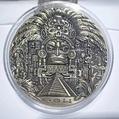 Mexico Mayan Aztec Civilization Pyramid Heavy Commemorative Medal !!! • $9.95