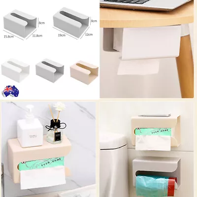 $12.99 • Buy Adhesive Tissue Box Holder Wall Mounted Toilet Paper Storage Dispenser Case
