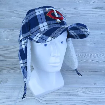 MN Twins - Hat / Cap - Ear Flap Sherpa Lined - TC - Blue White Plaid - Snapback • $16.79