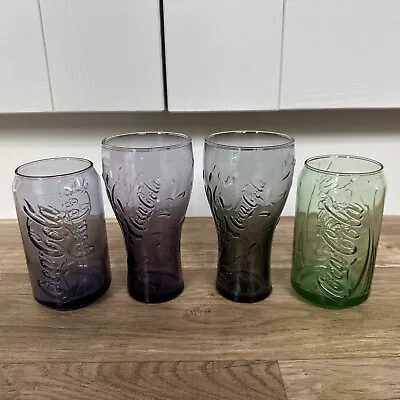 4 X Coloured Official McDonalds Coca Cola Can Shape Glasses Large Small • £12