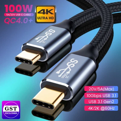 $8.25 • Buy USB-C To USB-C 3.1 Gen 2 Cable Fast Charging 10Gbps 4K 100W Video Data Transfer