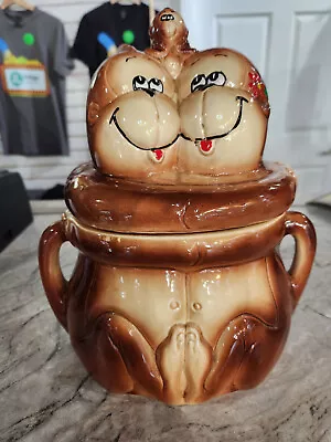 Vintage 1950s Hugging Monkey Family Kitschy Kitchen Cookie Jar Made In Japan • $45