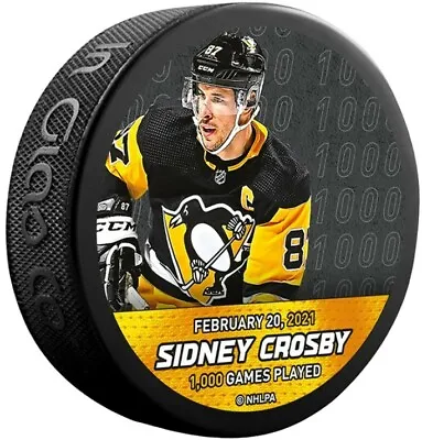 $9.99 • Buy Sidney Crosby Pittsburgh Penguins 1,000 NHL Games Played Collectors Hockey Puck