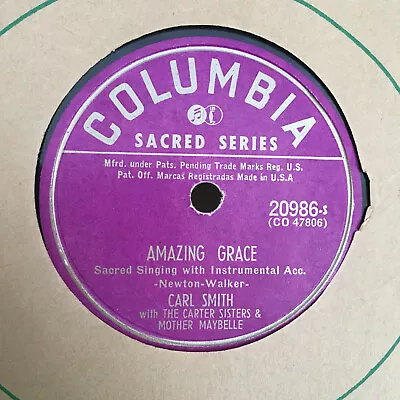 78 RPM 1952 AMAZING GRACE Carl Smith Carter Sisters Maybelle Jukebox Record MINT • $65