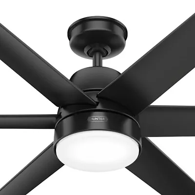 Hunter Fan 60 In Casual Matte Black Ceiling Fan With LED Light Kit And 6 Blades • $196.95