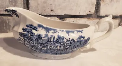 VTG Myott Royal Mail Staffordshire Ware Made In England Blue/White Gravy Boat • $30