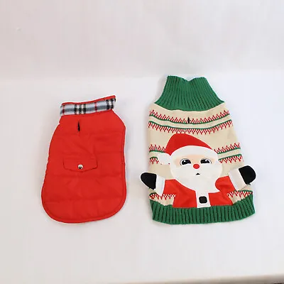 Lot Of 2 Dog Outfits Zach & Zoey Red Jacket Size S Christmas Santa Outfit Size M • $19