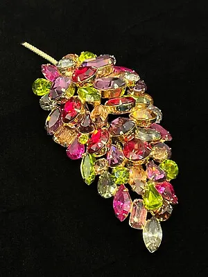 Vendome Rhinestone Brooch - Leaf Design Signed Costume Jewelry Vintage 1960's • $125