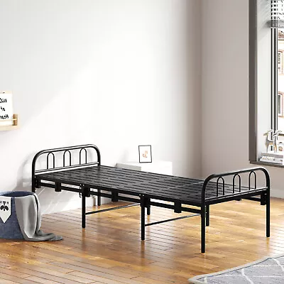 2.6ft Single Metal Bed Frame Bedroom Furniture Folding Guest Student Bedstead • £109.95