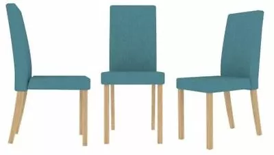 NEW BOXED Set Of 2 Anna Teal Solid Oak Wood Dining Chairs. RRP £314.99 Per Pair • £129.99