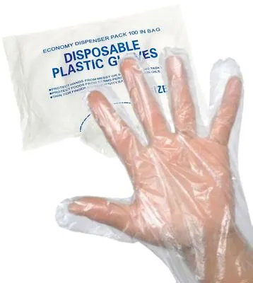 £2.39 • Buy 100 Disposable Plastic Gloves Polythene PE Food Prep Food Safe Size Small  