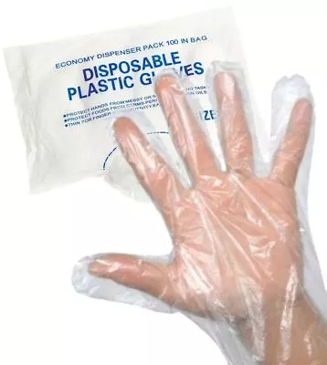 £2.39 • Buy 100 Disposable Plastic Gloves Polythene PE Food Prep Food Safe Size Small  