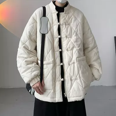 Chinese Men's Winter Disc Buckle Padded Zhongshan Jacket Thicken Tang-Suit Coat • $67.58