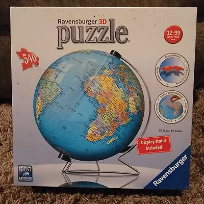 540 Pc Ravensburger 3-D Globe Jigsaw Puzzle With Metal Stand New  • $17