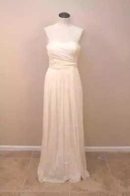 JCrew Silk Chiffon Arabelle Gown $575 0 Classic Ivory Wedding Formal Long Dress • $139