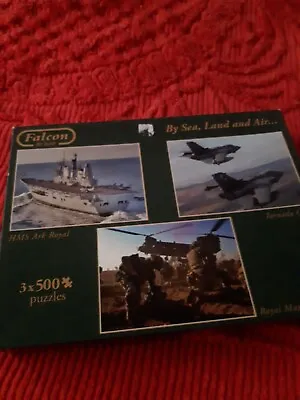 UK ARMED FORCES: BY SEA LAND AND AIR Jigsaw Puzzles (3 X 500 Piece) Falcon • £4