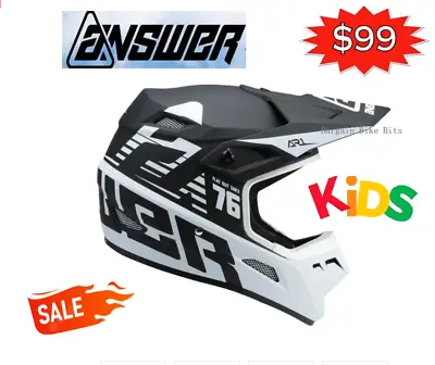 NEW Answer Racing AR1  Dirt Bike Youth Kids Dirt Bike MX Helmet Black/white YM • $99