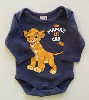 Disney Baby Size 0-3 Months Navy Blue Long Sleeve Bodysuit Lion King VGUC • $5.95