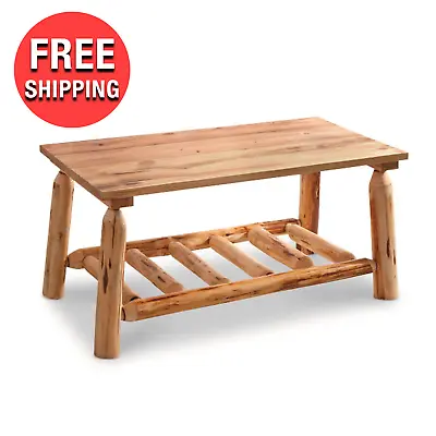 Log Coffee Center Table Wood Rustic Cabin Farmhouse Natural American Furniture   • $199.13