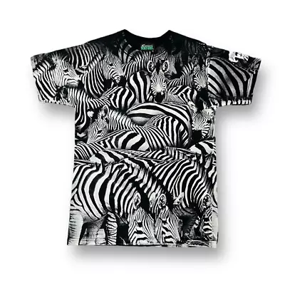 VIntage 90's Zebra All Over Print Animal T-shirt • $75