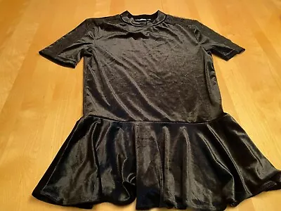$18.99 • Buy Zara Trafaluc Crushed Velvet W/ Lace Mock Neck Top Black Ruffle Waist Womens S