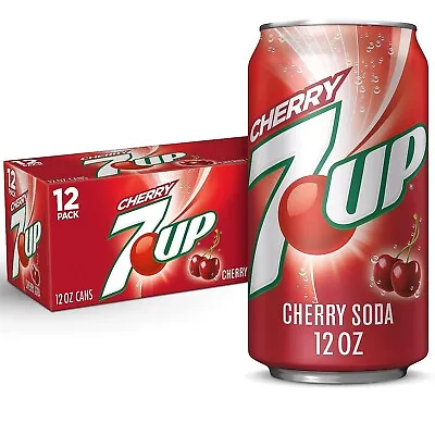 Pack Of 12 7UP Cherry Flavored Soda Soft Drinks Bottled Beverages 12 Fl Oz Cans • £16.20