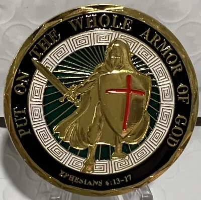 * Put On Whole Armor Of God Ephesians 6-13-17 Bible Verse Challenge Coin • $4.95