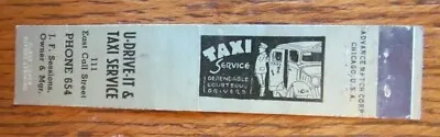 U-drive-it Taxi Service (j.f. Sessions) (algona Iowa) 12 Strike Matchbook -e28 • $6.98