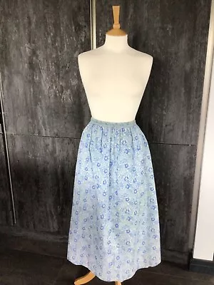 Liberty Plus Vintage Skirt 100% Cotton Pretty Floral Blue Pattern Elasticated • £45