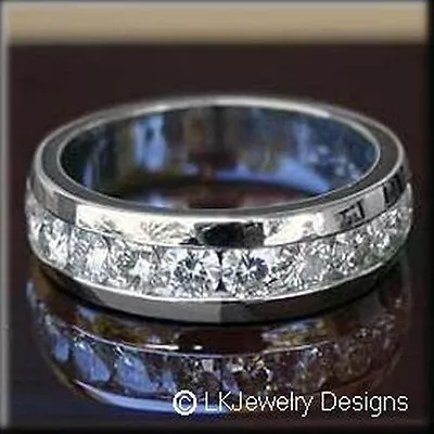 2.00 Ct Moissanite Round Near Colorless Semi-eternity Wedding Band Ring • $2399