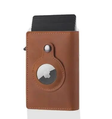 $33.81 • Buy Mens Smart Leather Wallet With Apple Air Tag Holder | Brand New Brown Edition