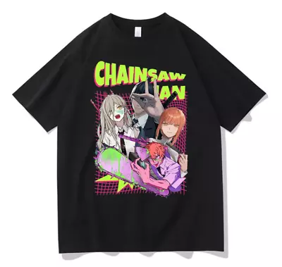 Chainsaw Man Print T-shirt Unisex Summer Cotton ShortSleeve Tshirt Oversized Tee • £16.79