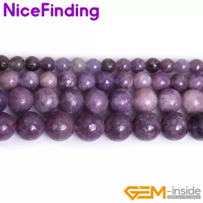 $4.71 • Buy Natural Purple Tourmaline Lepidolite Gemstone Round Beads For Jewelry Making 15 