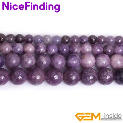 Natural Purple Tourmaline Lepidolite Gemstone Round Beads For Jewelry Making 15  • $6.24