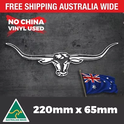 LONGHORN Vinyl Decal Sticker Country Aussie B&S Ute Car Van Trailer Window 220mm • $6.45
