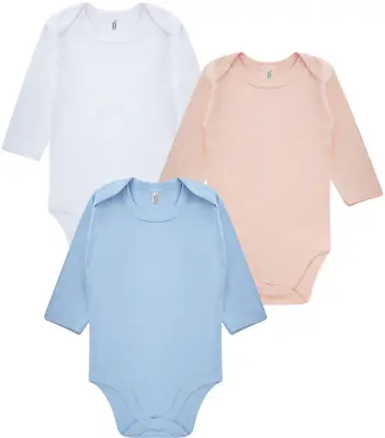 Plain LONG SLEEVE Body Suit Babies Baby Grow Gown Body Suit Sleep Vest Romper • £4.99