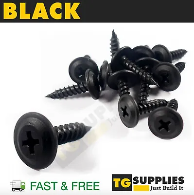 Flanged Wafer Head BLACK Self-Tapping Screws Pozi Flange Tappers Timber & Metal • £6.99