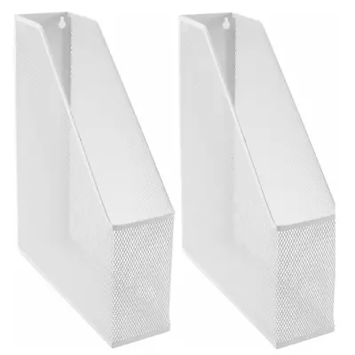 £9.99 • Buy 2x Osco White Magazine File Wire Mesh A4 Literature Holder Rack