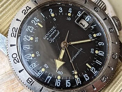 Vintage 1967 Glycine Airman Special Pilot's Watch W/Divers CaseHacking Feature • $1895